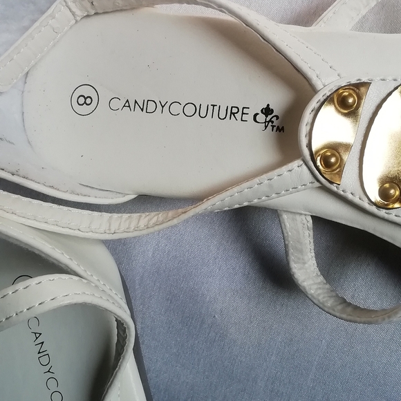 Sandals, Candy Couture, White and Gold, size 8 - Picture 3 of 3